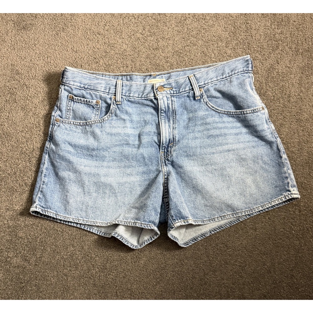 Levi Strauss & Co Cinch Shorts Light Wash Denim High Rise Blue Size 34